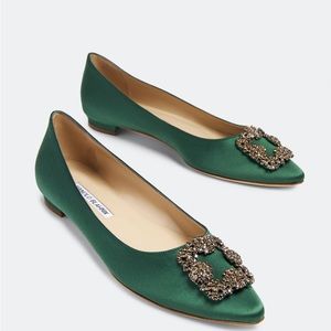 Manolo blahnik green flats